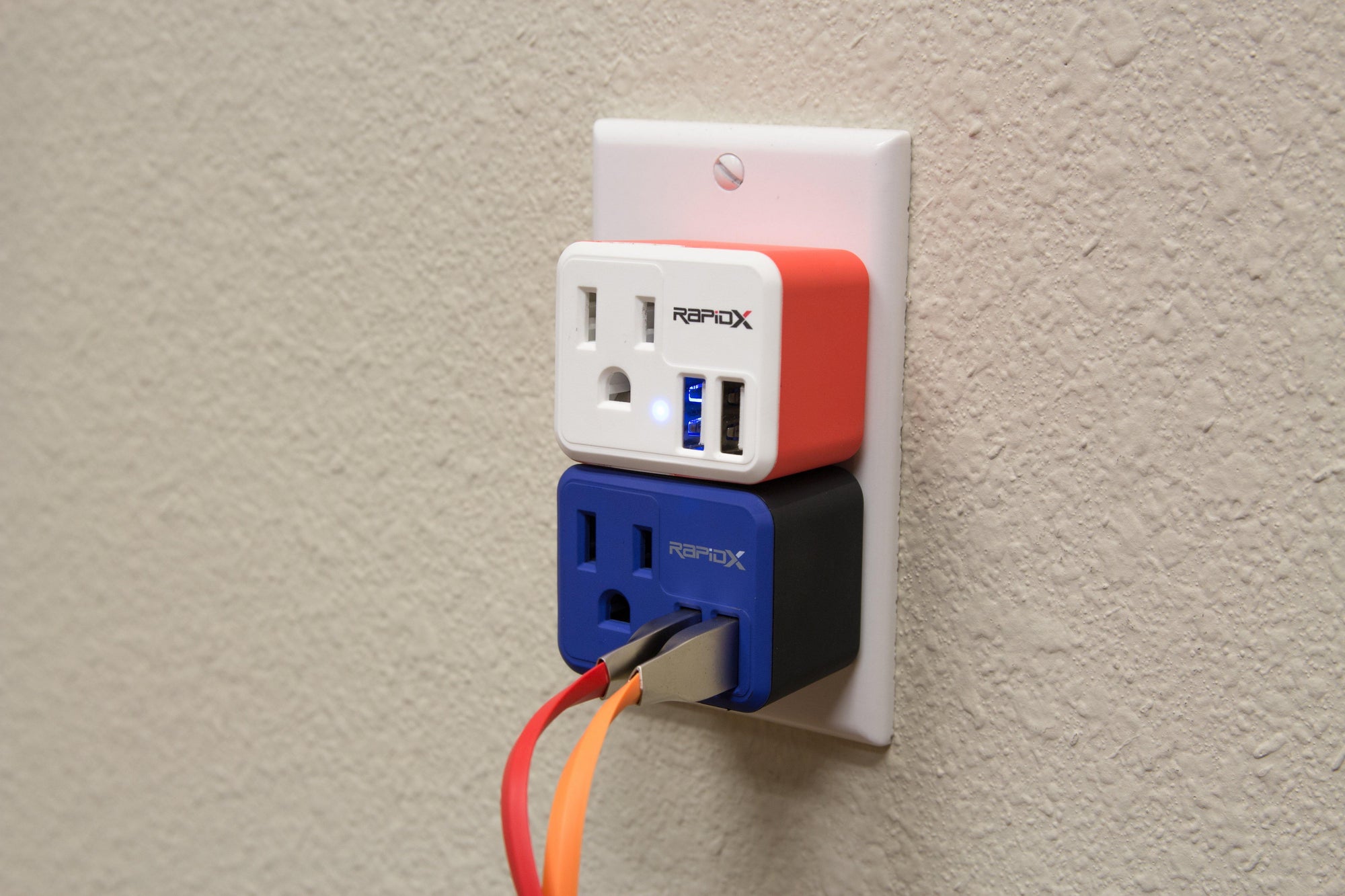 PowX-2 Wall Outlet with 2 USB Ports by RapidX Blue - RapidX