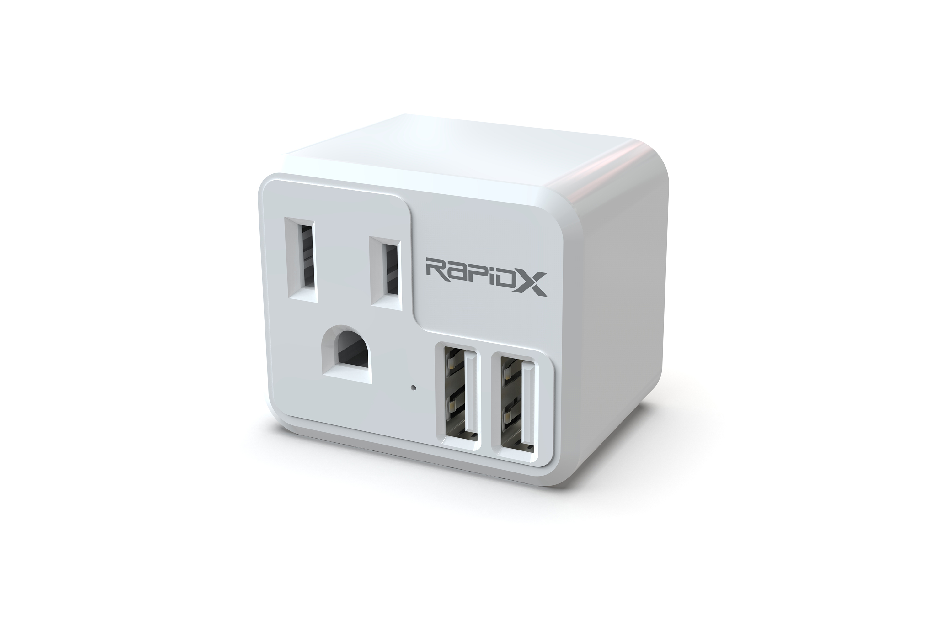 PowX-2 Wall Outlet with 2 USB Ports by RapidX White - RapidX