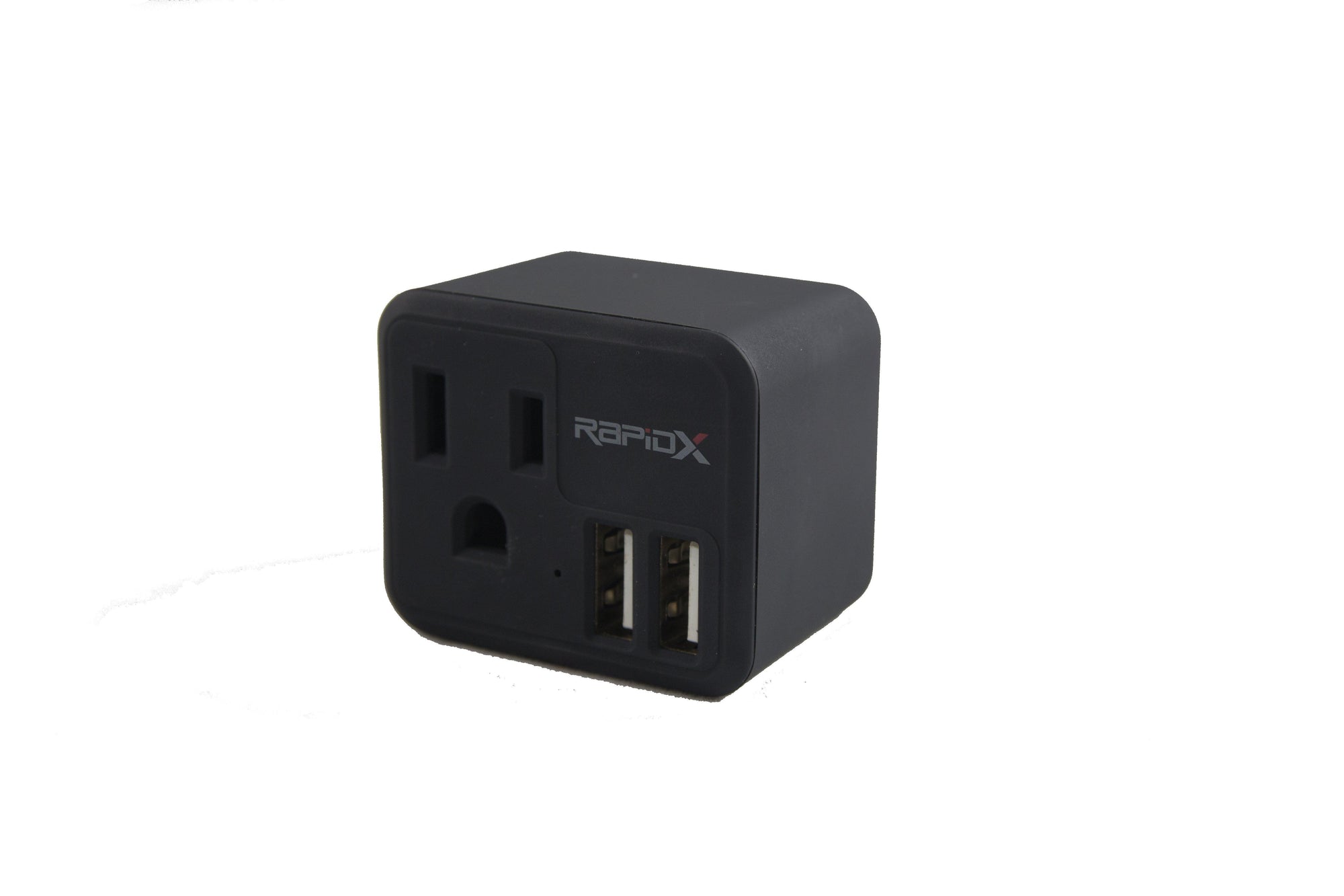 PowX-2 Wall Outlet with 2 USB Ports by RapidX Black - RapidX