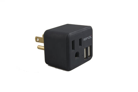 PowX-2 Wall Outlet with 2 USB Ports by RapidX Black - RapidX