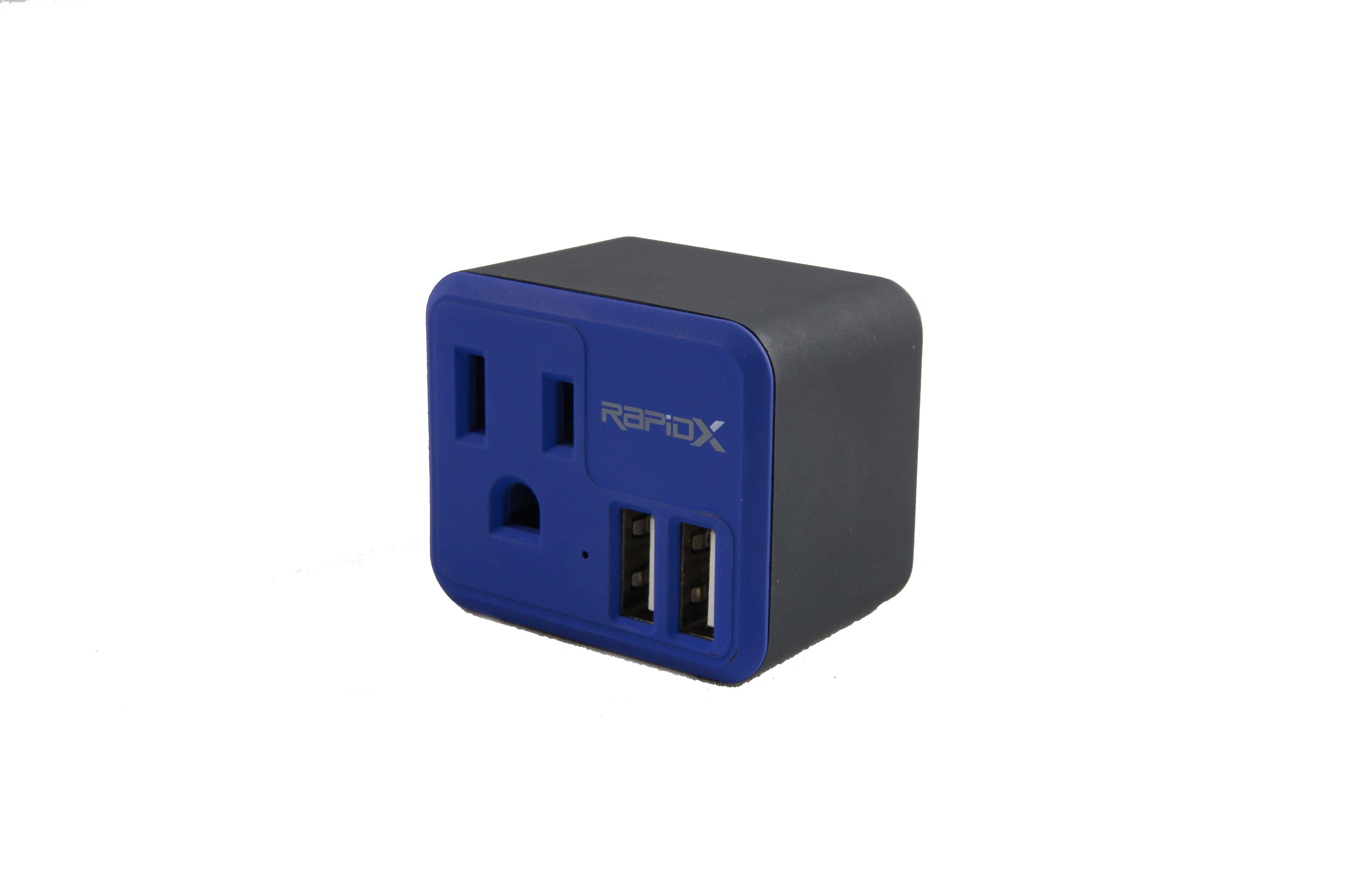 PowX-2 Wall Outlet with 2 USB Ports by RapidX Blue - RapidX