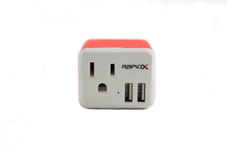 PowX-2 Wall Outlet with 2 USB Ports by RapidX Red - RapidX